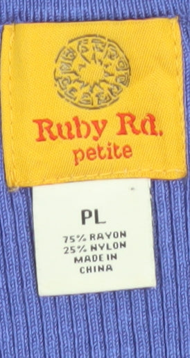 Ruby Rd. Petite Purple Sleeveless Beaded Knit Tank Top L
