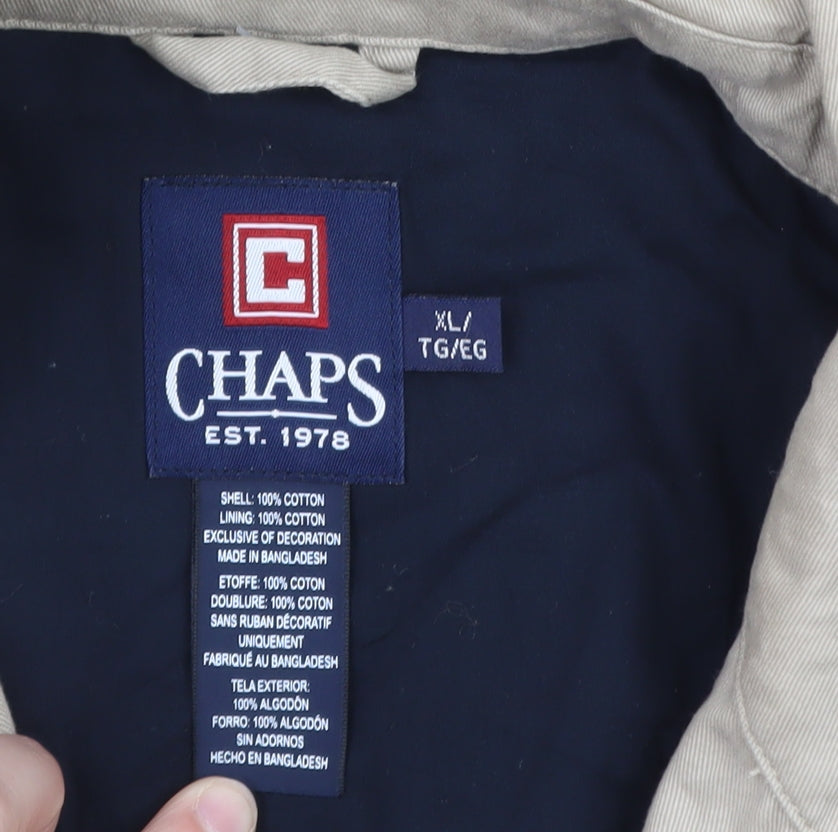 Chaps Men's Beige Cotton XL Twill Full Zip Casual Jacket