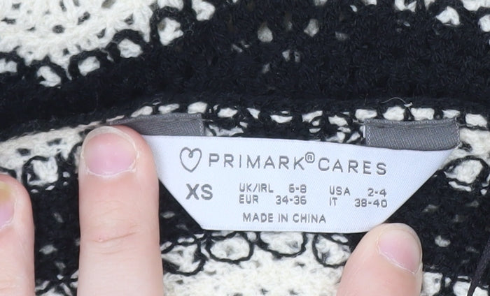 Primark Women Black Crochet Chevron Slip Dress XS