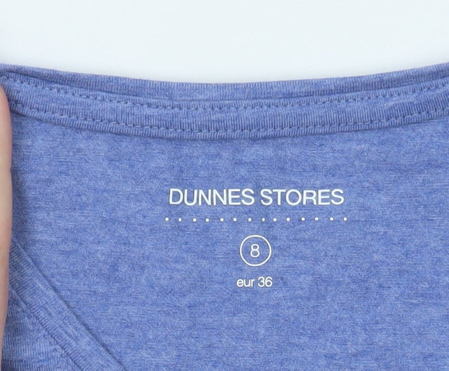 Dunnes Women’s Blue Long Sleeve Basic Cotton T-Shirt Size 8