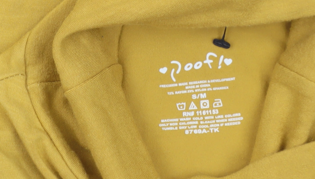 Poof! Women's Yellow Roll Neck Long Sleeve Stretch Top Size S
