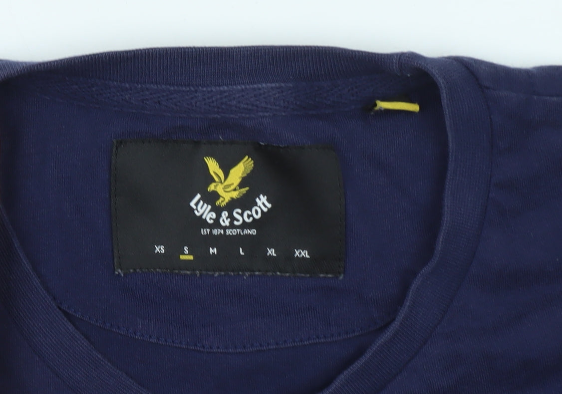 Lyle & Scott Men's Blue Colourblock Pocket Cotton T-Shirt Size S