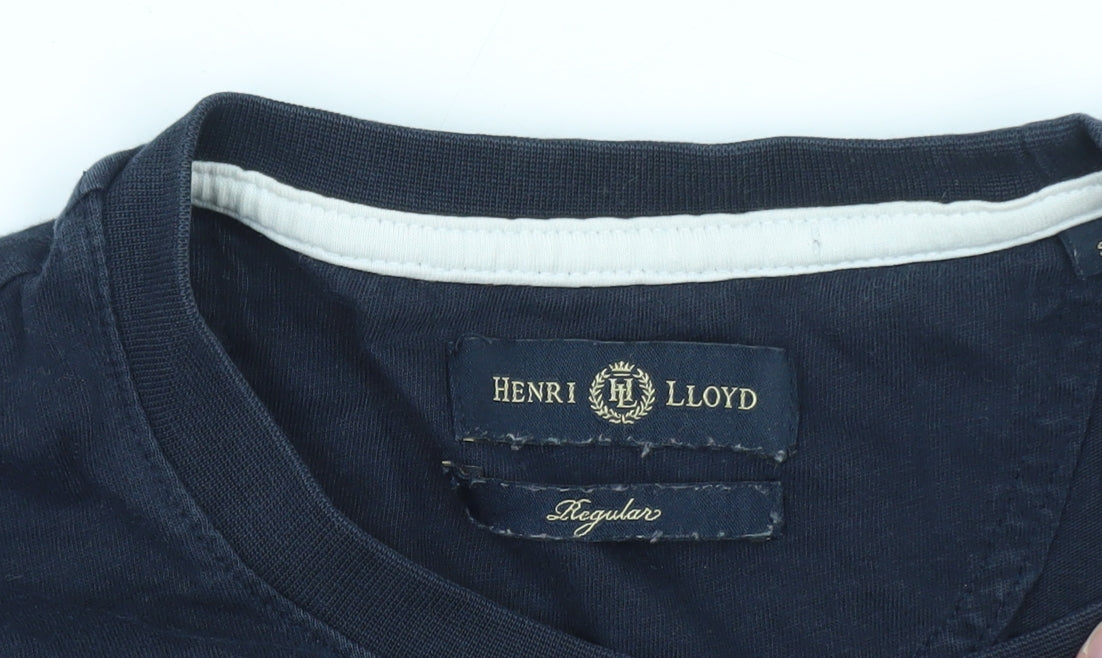 Henri Lloyd Men's Navy Blue Regular Fit Cotton Crew Neck T-Shirt Size M
