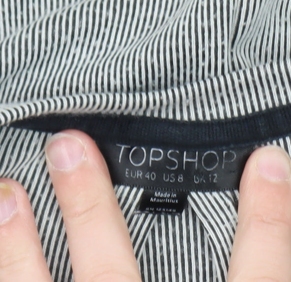 Topshop Women’s Grey Cotton Shift Dress Size 12 Long Sleeve