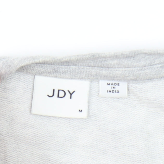 JDY Women's Grey Ruffle Hem Long Sleeve Tunic Blouse Size M