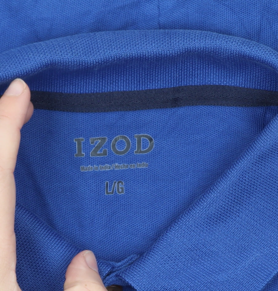 IZOD Men's Blue Cotton Short Sleeve Polo Shirt Size L