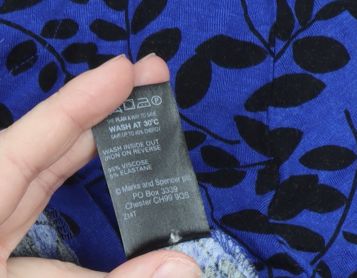 Marks & Spencer Womens Blue Floral Long Sleeve Tunic Blouse UK 14