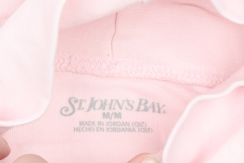 St. John's Bay Women's Pink Roll Neck Long Sleeve Cotton Top M