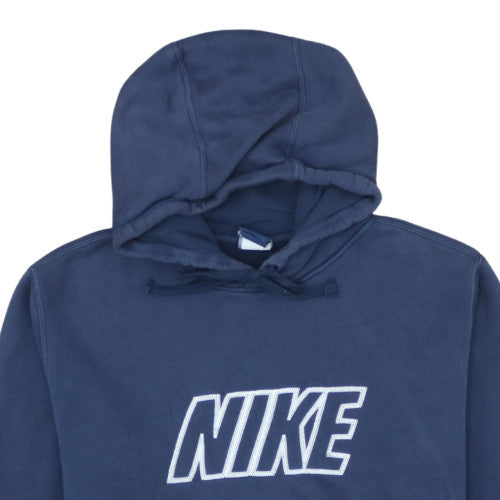 Nike Men's Blue Pullover Hoodie L Fleece Logo Sportswear