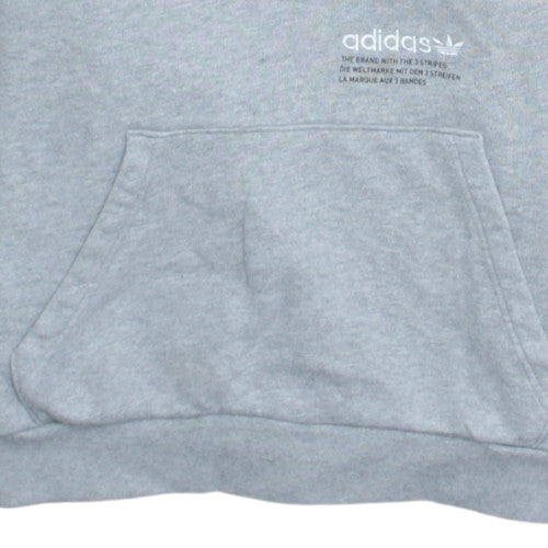 adidas Mens Grey Pullover Hoodie M Logo Graphic Sportswear