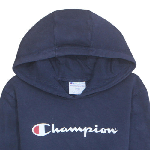 Champion Teens Blue Pullover Hoodie Size 12 Slim Logo Fleece Sweatshirt
