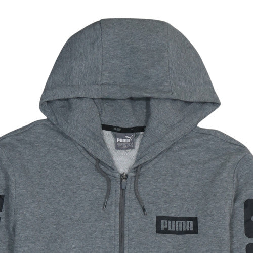 Puma Men’s Grey Full Zip Hoodie Size S Logo Graphic Sportswear