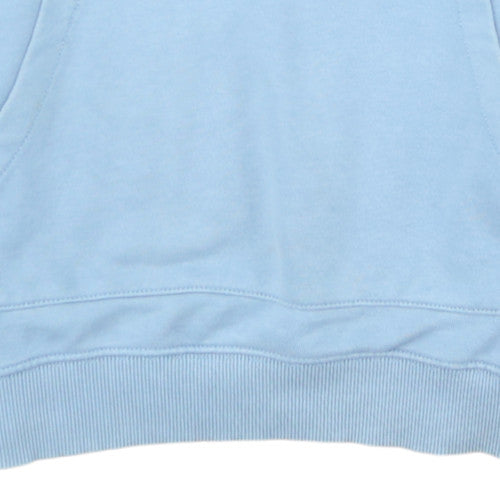Napapijri Men's Blue Pullover Hoodie Size M Logo Cotton Fleece
