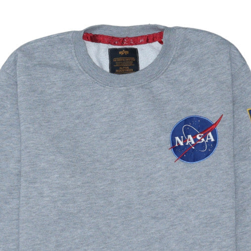 Alpha Industries Men's Grey NASA Crew Neck Sweatshirt Size S