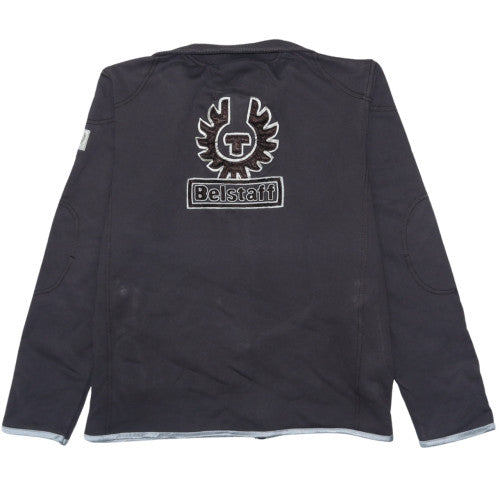 Belstaff Women Black Full Zip Hoodie Jacket Size L Logo Embroidered