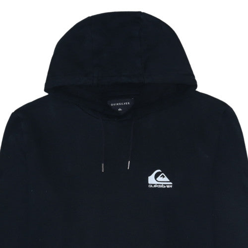 Quiksilver Womens Black Pullover Hoodie L Cotton Blend Logo Detail