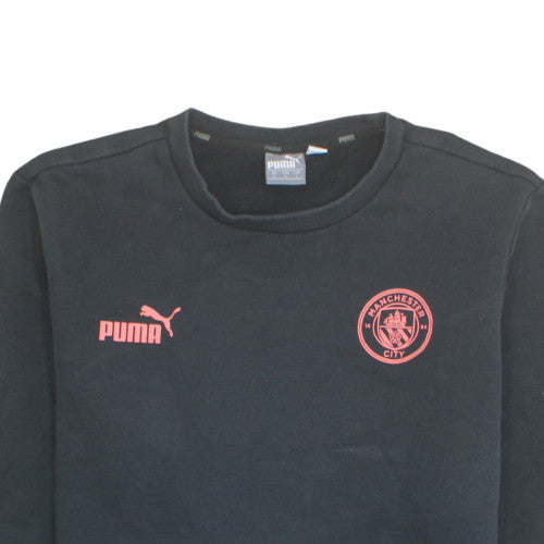 Puma Men's Black Manchester City Crew Neck Sweatshirt L Graphic Logo