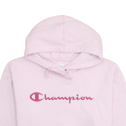 Champion Women's Pink Pullover Hoodie L Fleece Logo Sweatshirt