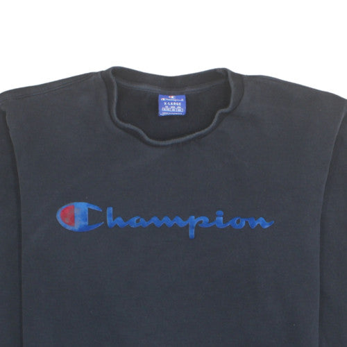 Champion Womens Black XL Pullover Sweatshirt Crew Neck Logo Casual