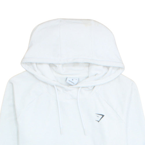 Gymshark Women White Pullover Hoodie M Cotton Blend Activewear