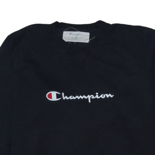 Champion Mens Black L Pullover Sweatshirt Embroidered Logo
