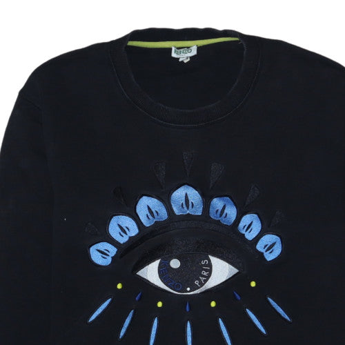 Kenzo Men’s Black Embroidered Eye Sweatshirt L Pullover Crew Neck