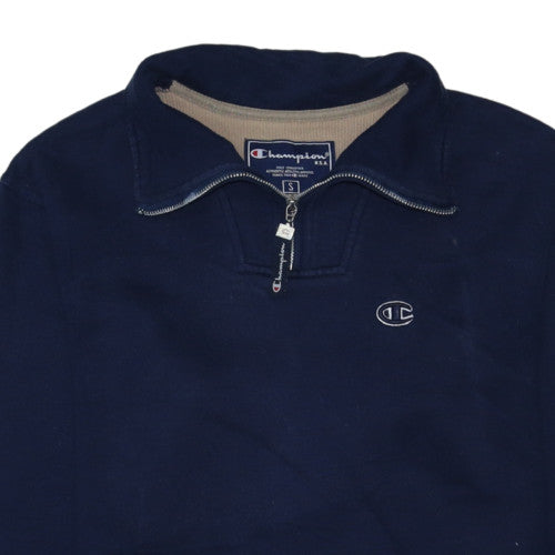 Champion Men's Blue 1/4 Zip Logo Sweatshirt Size S