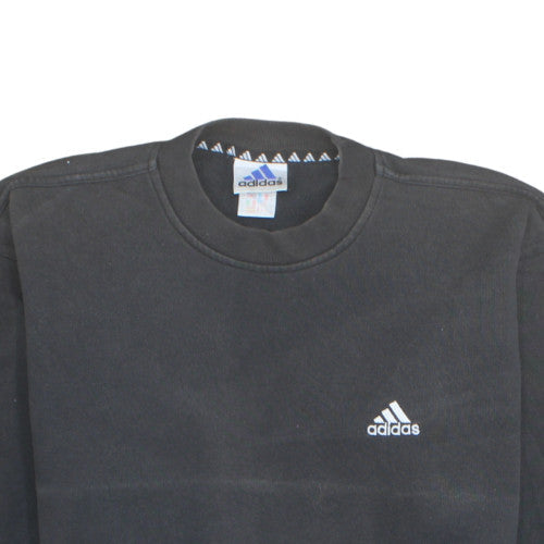 Adidas Mens Black Pullover Sweatshirt L Crew Neck Fleece Logo Sportswear