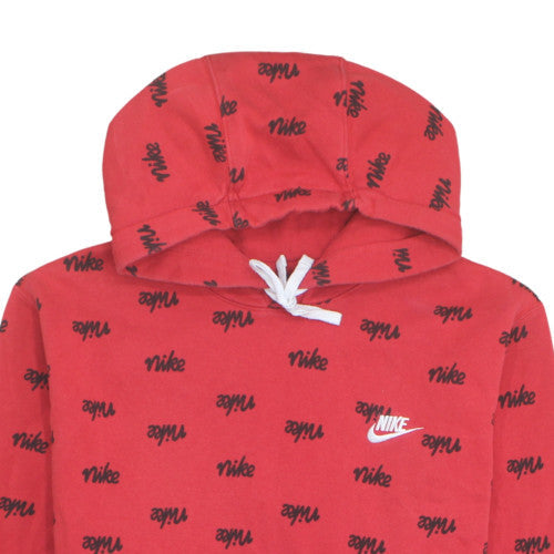 Nike Men's Red Logo Pullover Hoodie Size L Fleece Sportswear