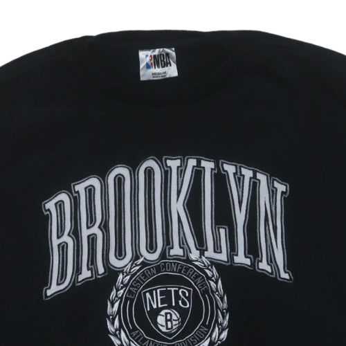 NBA Brooklyn Nets Men's Black Sweatshirt Medium Embroidered Pullover
