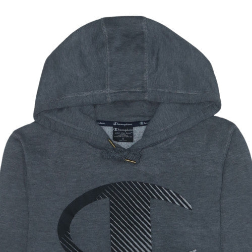Champion Men's Grey Pullover Hoodie Small Graphic Logo Cotton Blend