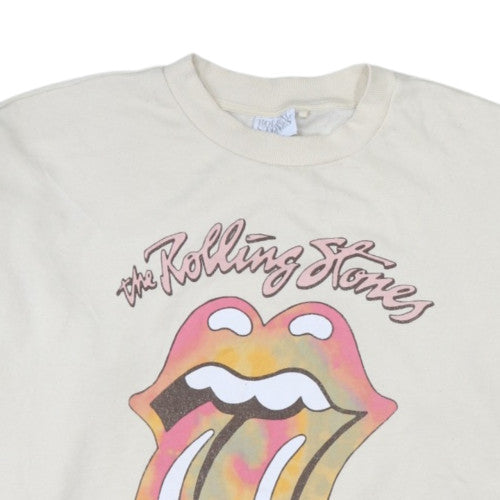Rolling Stones Womens Beige Graphic Print Crew Neck Sweatshirt Size 20