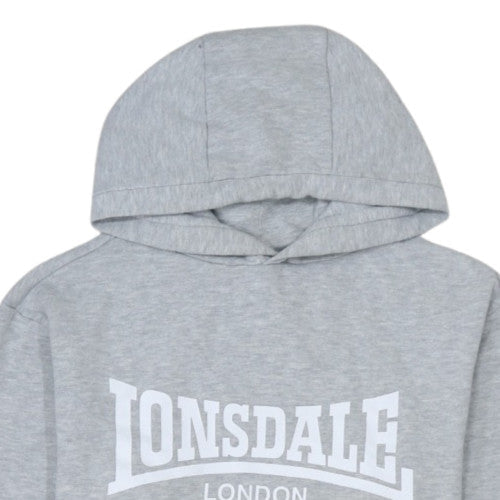 Lonsdale Men’s Grey Pullover Hoodie M Regular Fit Sports Style