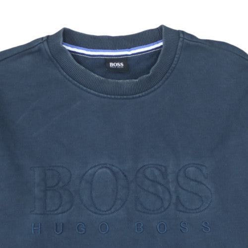 Hugo Boss Men's Blue Crew Neck Logo Sweatshirt Size M
