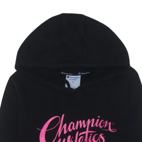 Champion Mens Black XL Pullover Hoodie Graphic Logo Sweatshirt