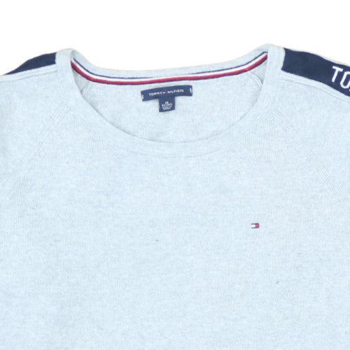 Tommy Hilfiger Men's Grey XL Crew Neck Logo Knit Jumper