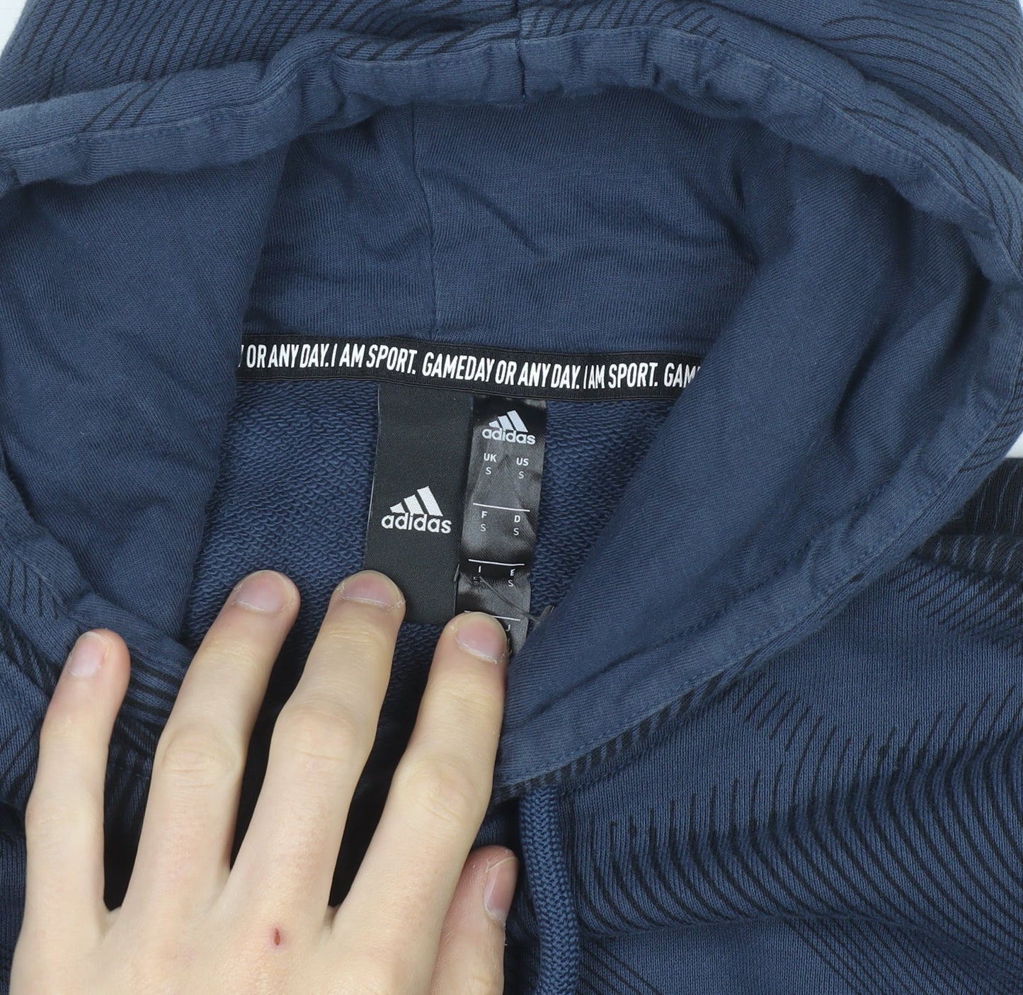 Adidas Men's Blue Pullover Hoodie Size S Regular Fit Sportswear