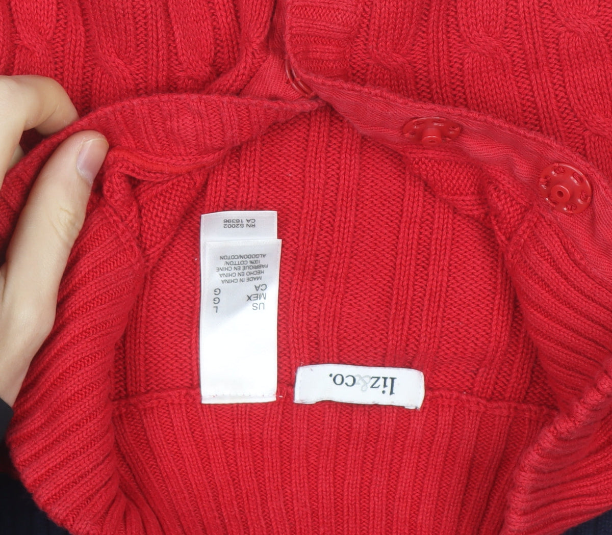 IZOD Mens Multicoloured Mock Neck Cable-Knit Pullover Jumper L