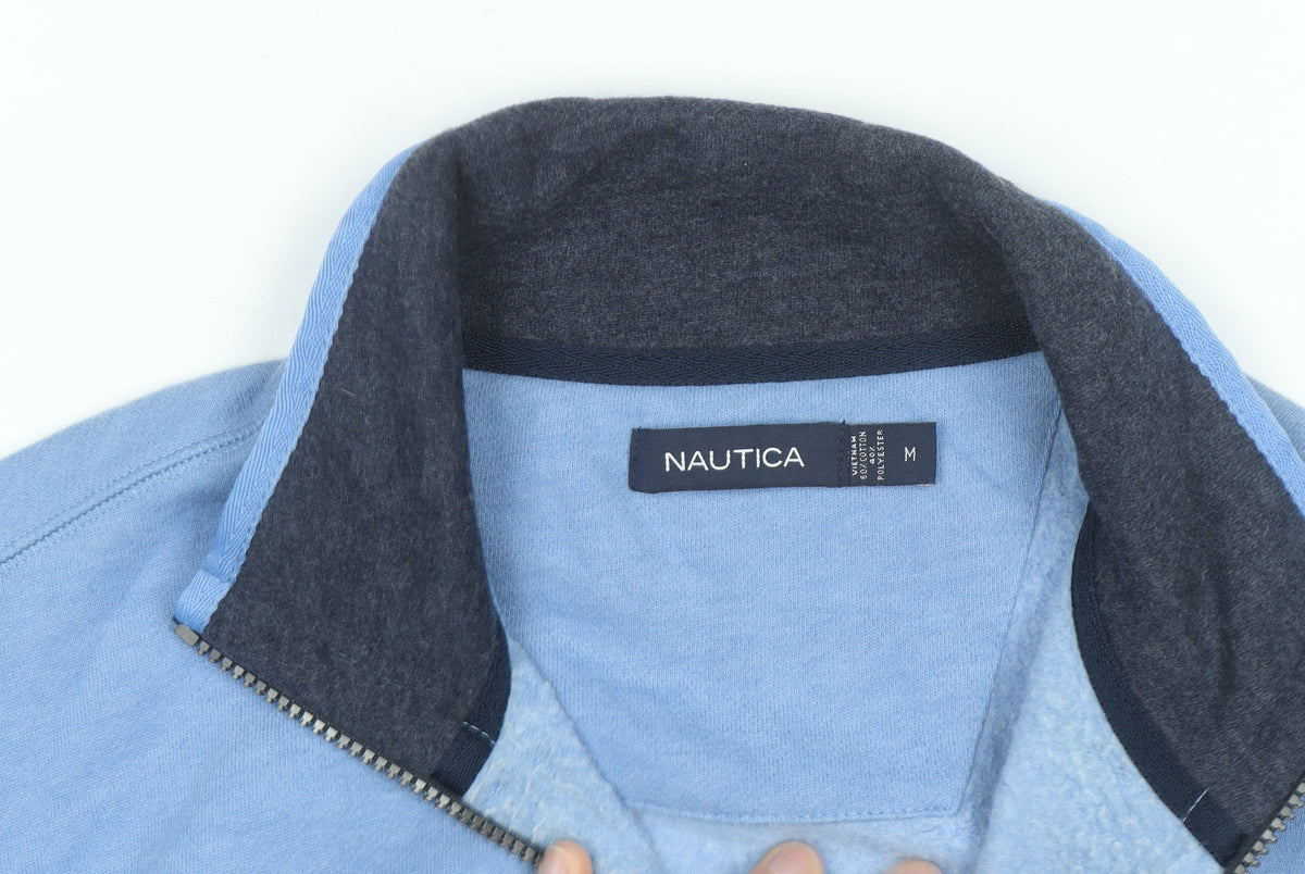 Nautica Men's Blue 1/4 Zip Fleece Sweatshirt M Regular Fit