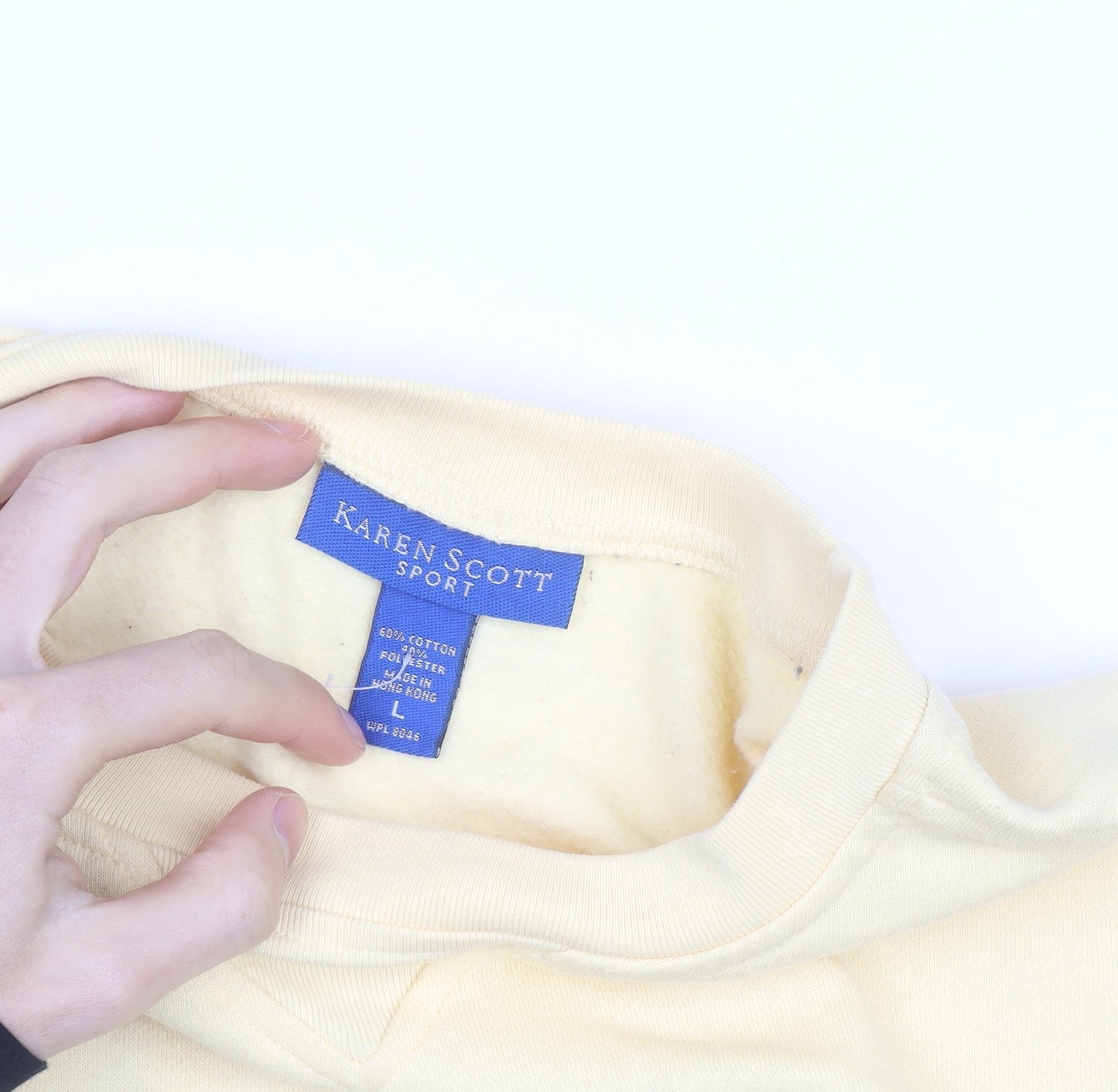 Karen Scott Unisex Yellow Cotton Blend Crew Neck Pullover Sweatshirt L