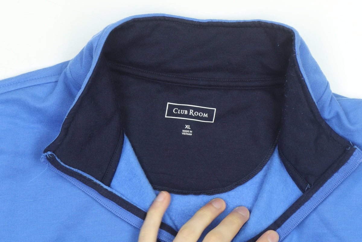 Club Room Men's Blue XL 1/4 Zip Fleece Pullover Sweatshirt