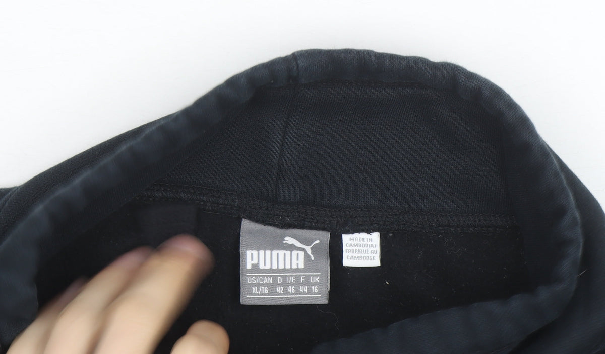 Puma Womens Black XL Pullover Sweatshirt Funnel Neck Logo Jumper