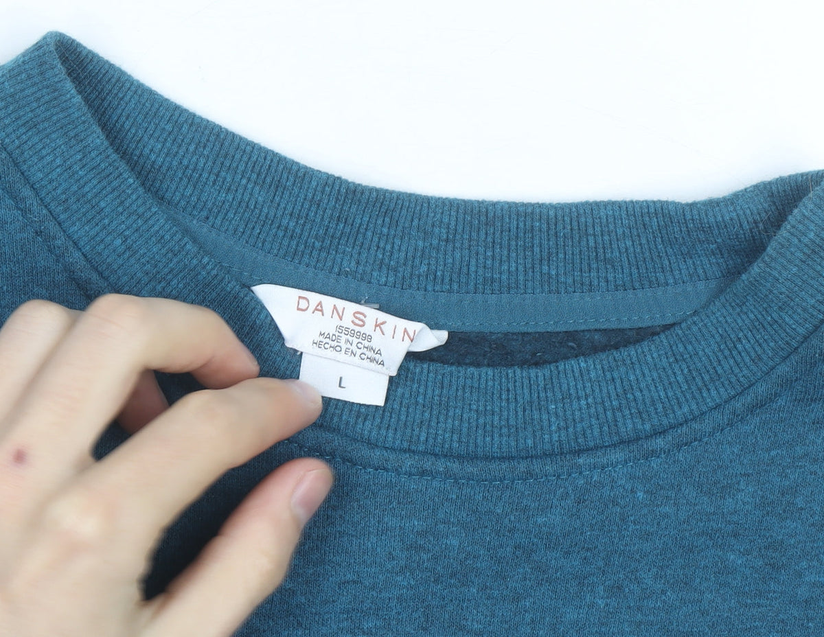 Danskin Unisex Blue Pullover Sweatshirt L Fleece Crew Neck