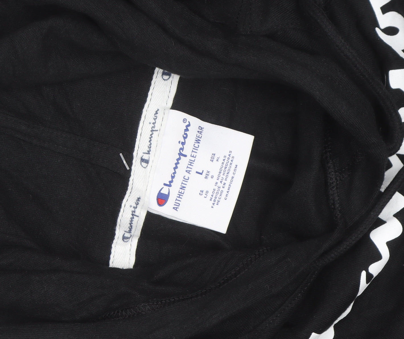Champion Men's Black Pullover Hoodie L Logo Sportswear
