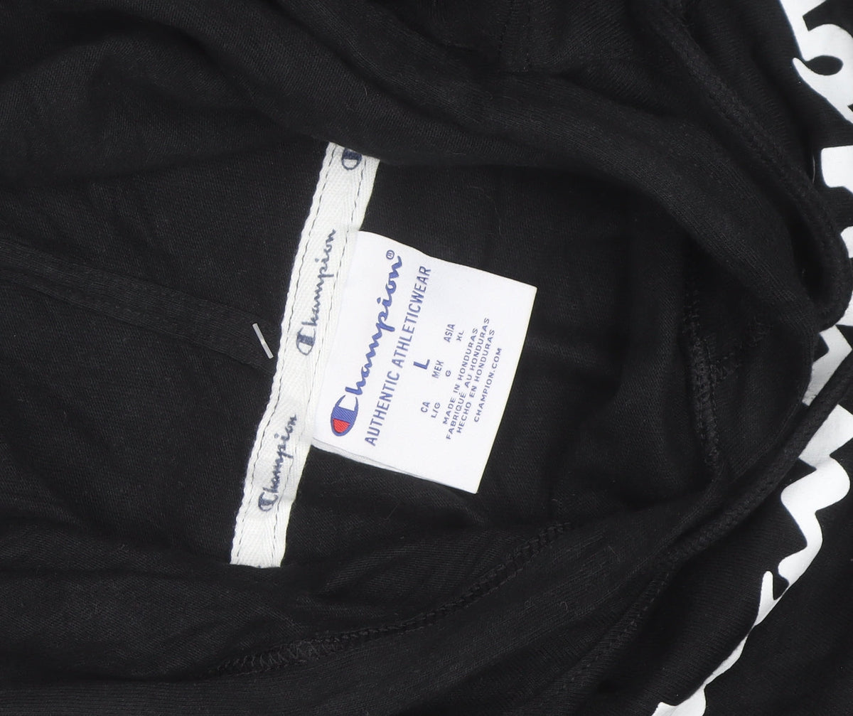 Champion Men's Black Pullover Hoodie L Logo Sportswear