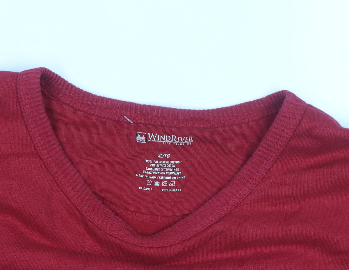WindRiver Men's Red XL Pullover Cotton Sweatshirt