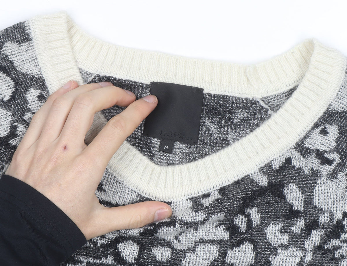 InWear Womens Grey Animal Print Alpaca Wool Blend Jumper M