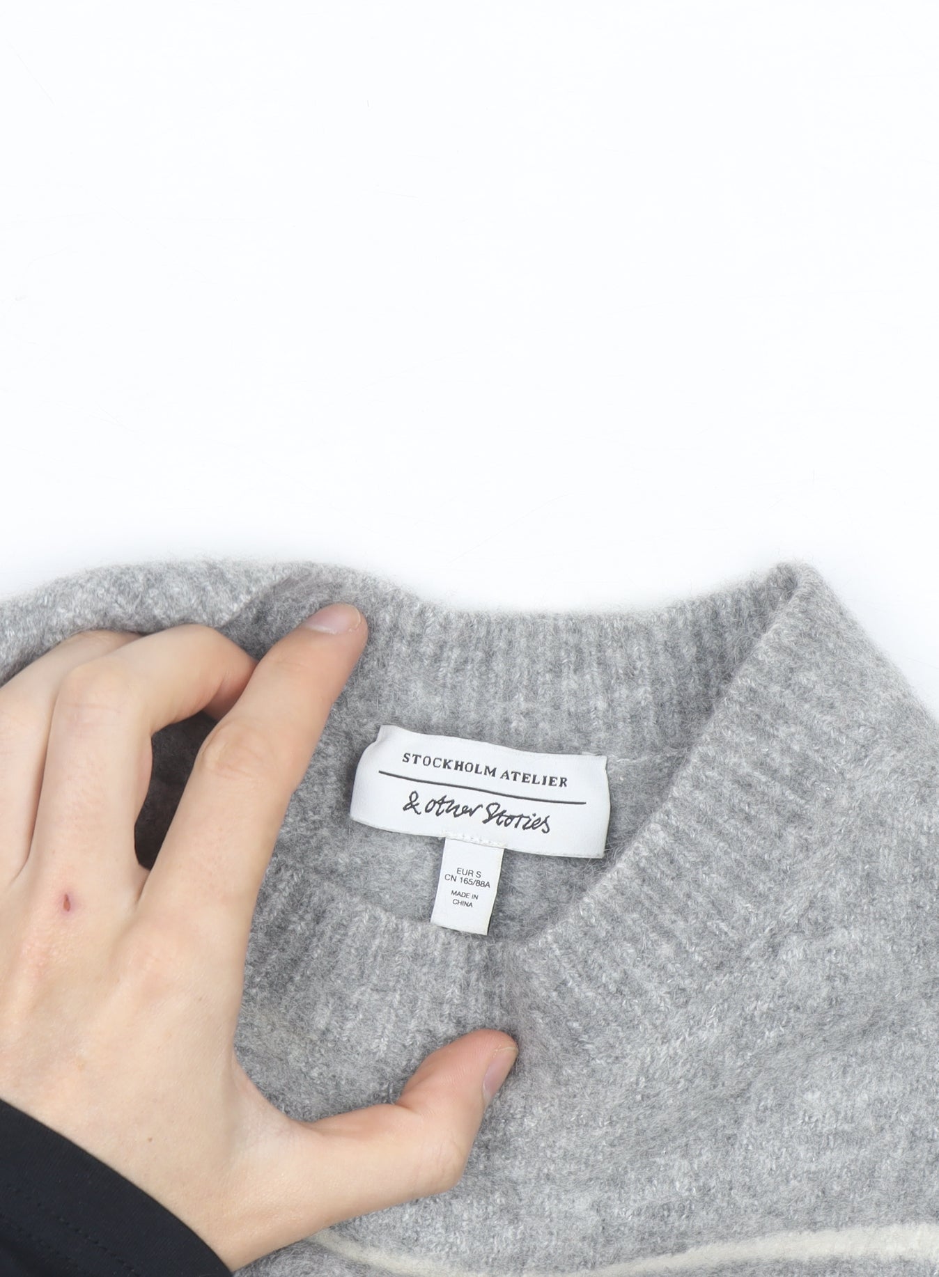 & Other Stories Women Grey Wool Blend Striped Jumper Crew Neck Size S