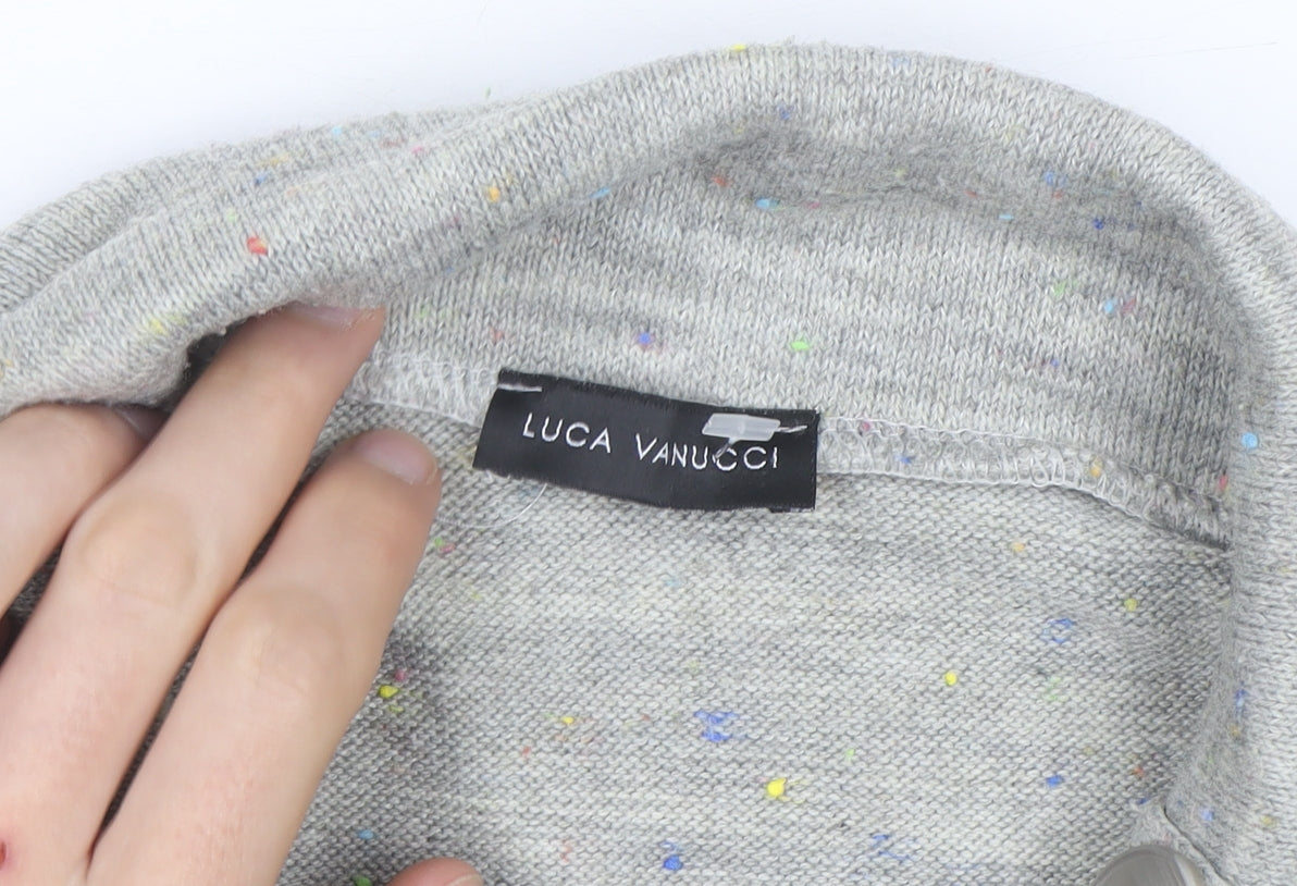 Luca Vanucci Women's Grey Roll Neck Knit Jumper Size S