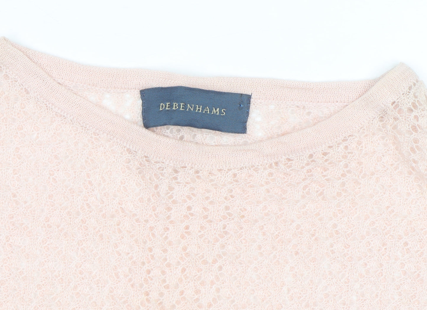 Debenhams Women Pink Linen Open-Knit Long Sleeve Jumper M